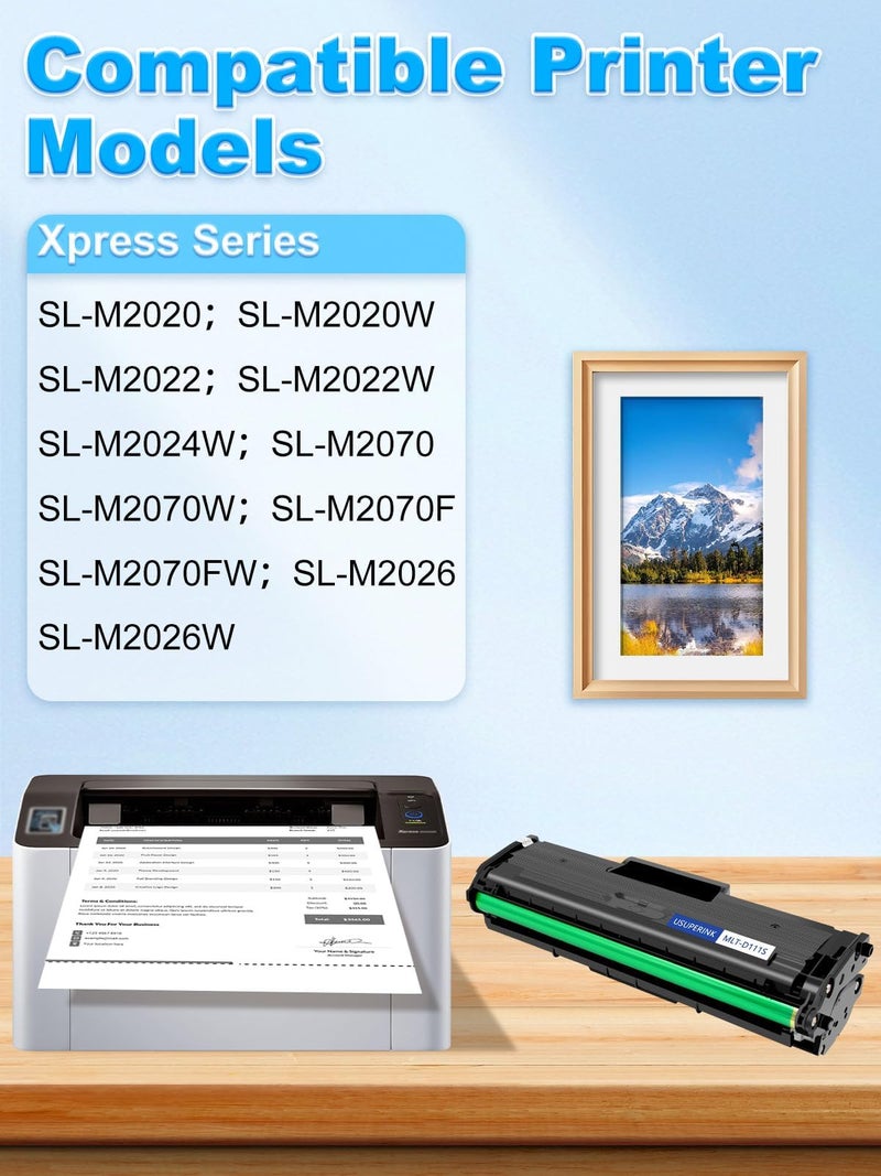 SuperInk 2 Pack High Yield MLT-D111S Toner cartridges Compatible for Samsung MLT-D111S MLTD111S 111S D111S D111L to Use with Xpress M2020W M2022W M2024W M2026W M2070W M2070FW Laser Printer - Image 2